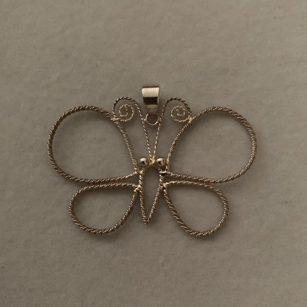 925 Sterling Silver Y2K Butterfly Necklace Charm Pendant